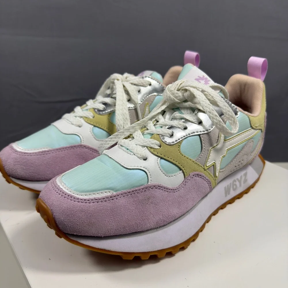 W6YZ Jet-M Sneakers Womens 7 Multi Pastel Suede Retro Running Shoes Wizz